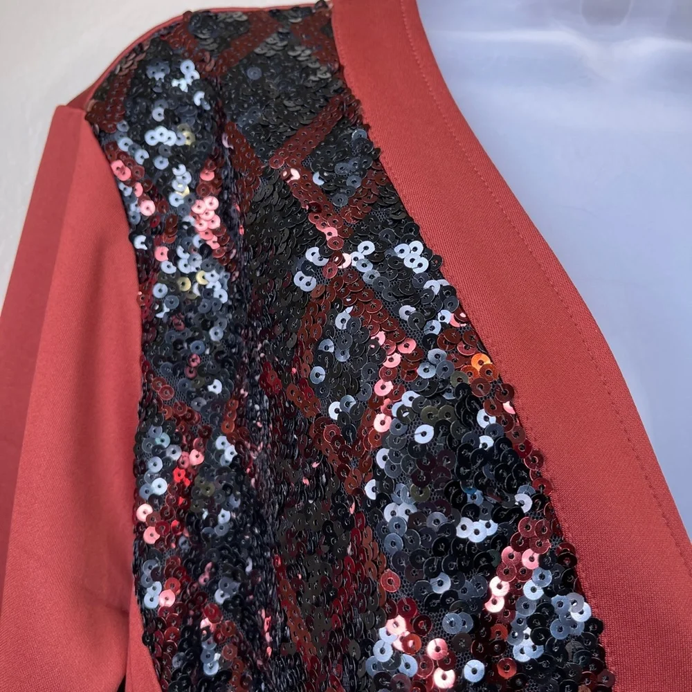 Bob Mackie | Wearable Art Sequin Zip Up Athleisure Track Scuba Glam Jacket